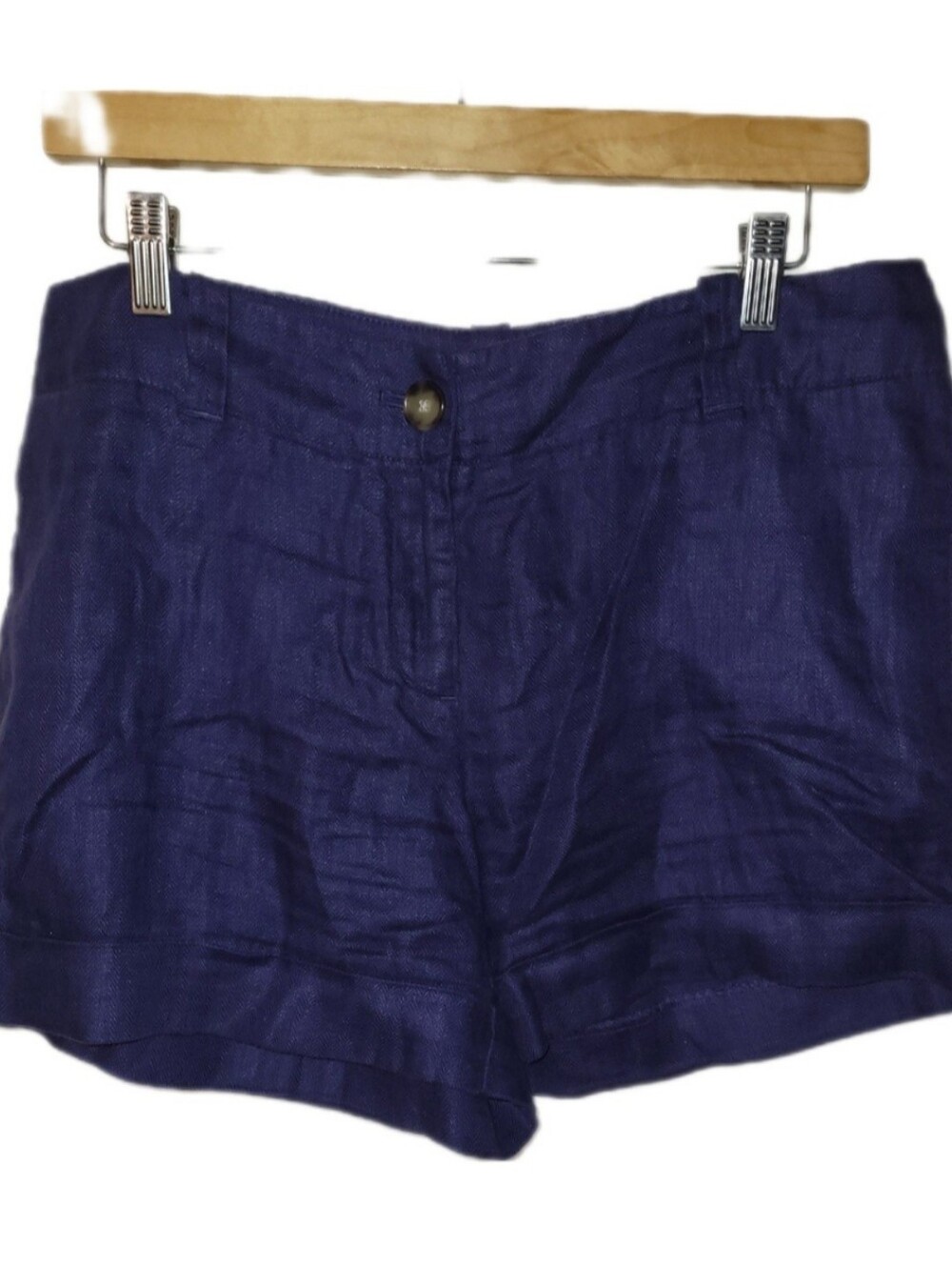 Ann Taylor Loft Royal Purple Blue Linen Chino Cuffed Shorts Size 6
